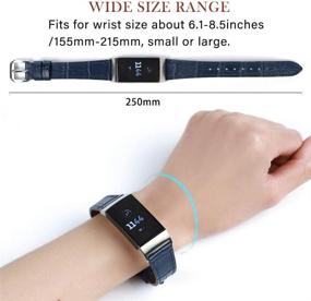 img 1 attached to 👌 Наручные ремешки Nigaee из натуральной кожи для Fitbit Charge 4 / Fitbit Charge 3 - стильные тонкие сменные ремешки, темно-синий браслет для мужчин и женщин