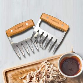 img 2 attached to 🍖 Ultimate AidMax Metal Meat Claws BBQ Tools: Effortlessly Shred, Chicken Shredder & Pulled Pork Claws with Sturdy Wooden Handle