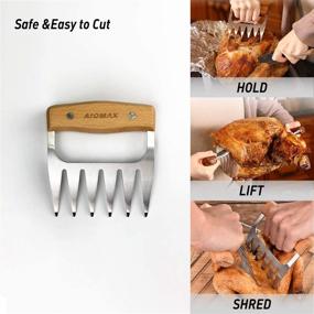 img 3 attached to 🍖 Ultimate AidMax Metal Meat Claws BBQ Tools: Effortlessly Shred, Chicken Shredder & Pulled Pork Claws with Sturdy Wooden Handle