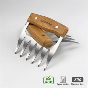 img 1 attached to 🍖 Ultimate AidMax Metal Meat Claws BBQ Tools: Effortlessly Shred, Chicken Shredder & Pulled Pork Claws with Sturdy Wooden Handle