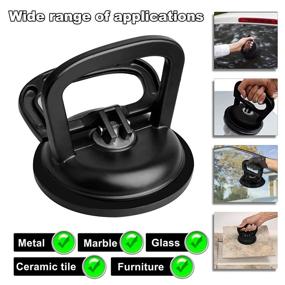 img 1 attached to 🔧 FCHO Heavy Duty Aluminum Glass Suction Cup Plate Puller Handle Hooks for Glass Lifting and Tile Installation - Car Dent Puller Suction Cup - 2 Pack, Black