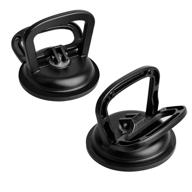 🔧 fcho heavy duty aluminum glass suction cup plate puller handle hooks for glass lifting and tile installation - car dent puller suction cup - 2 pack, black logo