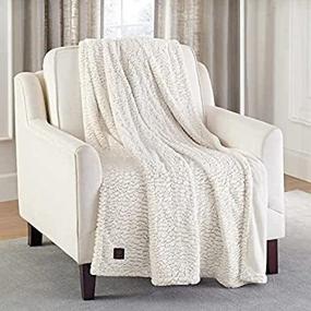 img 1 attached to Stay Cozy & Warm with Brookstone Ultra Soft Plush Electric Heated Throw - 4 Heat Settings, Built-in Remote, Machine Washable (Grey/White Design)