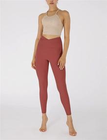 img 1 attached to 🩱 ODODOS Cross Waist Yoga Leggings for Women with Inner Pocket, Ideal for Sports, Gym, Workout, and Running - Inseam Length: 25" / 28