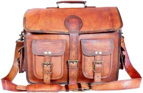 img 4 attached to 👜 Bagsifi 18" Vintage Genuine Handmade Rustic Goat Leather Messenger Bag for Men and Women - Stylish and Durable