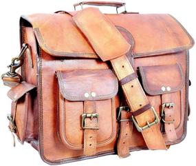 img 3 attached to 👜 Bagsifi 18" Vintage Genuine Handmade Rustic Goat Leather Messenger Bag for Men and Women - Stylish and Durable