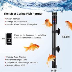 img 1 attached to 🐠 InkbirdPlus 300W Submersible Aquarium Heater - Titanium Fish Tank Auto Thermostat with LED Digital Temperature Readout and External Controller - Ideal for Saltwater and Freshwater Aquatic Environments
