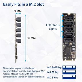 img 1 attached to Внутренняя карта адаптера IO CREST с 5 портами SATA III 6 Гб/с без RAID M.2 B+M ключ: улучшите производительность хранения настольного ПК с поддержкой SSD и HDD, с поддержкой чипсета JMB585.