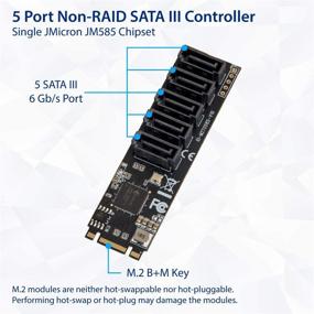 img 3 attached to Внутренняя карта адаптера IO CREST с 5 портами SATA III 6 Гб/с без RAID M.2 B+M ключ: улучшите производительность хранения настольного ПК с поддержкой SSD и HDD, с поддержкой чипсета JMB585.