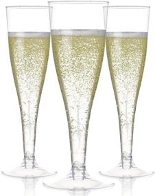 img 4 attached to 🍾 Pack of 24 Disposable Clear Plastic Champagne Flutes for Parties, Weddings, Mimosa Glasses - Bulk Pack of Clear Plastic Cups for Toasting