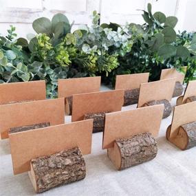 img 1 attached to 🌲 Supla 20 Pcs Rustic Wood Place Card Holders: Perfect Table Numbers & Memo Holders for Wedding Party with Kraft Place Cards