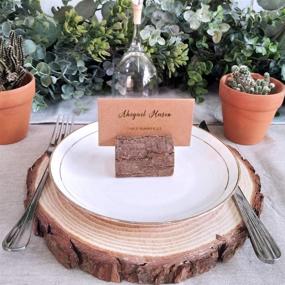 img 2 attached to 🌲 Supla 20 Pcs Rustic Wood Place Card Holders: Perfect Table Numbers & Memo Holders for Wedding Party with Kraft Place Cards