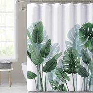 transform your bathroom with kgeorge tropical leaves shower curtain - white background, 72x72 inches - includes hooks! logo