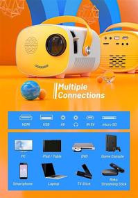 img 3 attached to 📽️ GooDee Portable Mini Projector for iPhone, 1080p Supported Movie Projector, 2500lux Small Home Video LED Pico Pocket Phone Projector with HD USB AV Interfaces for Bedroom Laptop