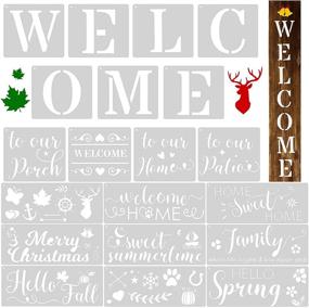 img 4 attached to 🎨 Christmas Stencil Painting Wood Welcome Home: 20 Reusable Stencils for DIY Wood Farmhouse Decor