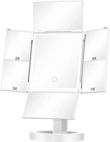 img 4 attached to 💄 Enhance Your Beauty Routine with the Makeup Mirror Vanity Mirror: 34 LED Four-fold Mirror, Adjustable Brightness, Multiple Lighting Modes, Magnifications, and Touch Control Design!