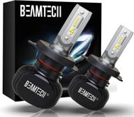 beamtech h4 led bulb, s1 series 8000lm 50w csp chips conversion kit fanless cool white - all in one plug n play halogen replacement - pack of 2 logo