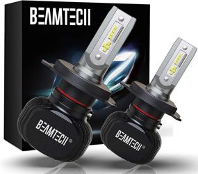 img 4 attached to BEAMTECH H4 LED Bulb, S1 Series 8000LM 50W CSP Chips Conversion Kit Fanless Cool White - All In One Plug N Play Halogen Replacement - Pack of 2