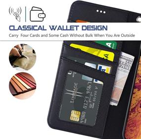 img 2 attached to 📱 Arae PU Leather Wallet Case for iPhone Xs Max - Black | Stand Feature, Wrist Strap, 4-Slots for ID & Credit Cards