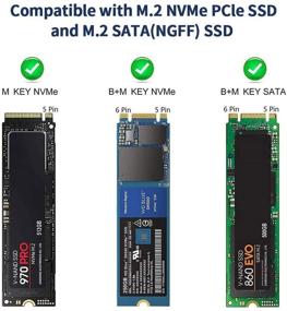 img 2 attached to 💾 M.2 NVMe+SATA SSD Enclosure Adapter, USB C 3.1 Gen 2 10Gbps NVMe PCIe/SATA (NGFF) M-Key(B+M Key), ANKMAX UC31M2: UASP Trim Supported, Tool-Free Aluminum External Enclosure for Solid State Drives (SSD)