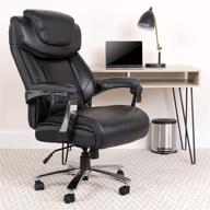 🪑 hercules series big & tall 500 lb. rated black leathersoft executive swivel ergonomic office chair with adjustable headrest by flash furniture логотип