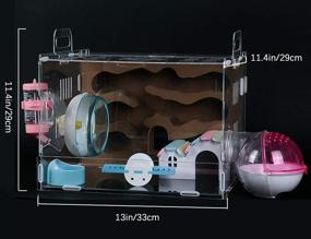 img 3 attached to 🐹 Nynelly Hamster Cage - Transparent and Durable Small Animal Cage with Hamster Maze, Exercise Wheel, Water Bottle, Hideout, and Food Bowl - Dimensions: 13" L x 11.4" W x 11.4" H