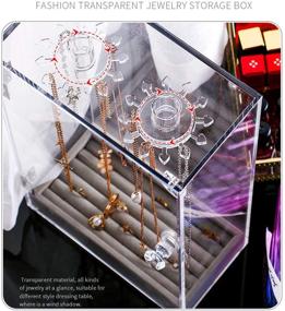 img 1 attached to 💎 Premium Rotating Acrylic Necklace Display Stand with 24 Hooks: Dust-proof Jewelry Organizer Box for Pendants, Earrings, and More