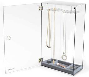 img 4 attached to 💎 Premium Rotating Acrylic Necklace Display Stand with 24 Hooks: Dust-proof Jewelry Organizer Box for Pendants, Earrings, and More