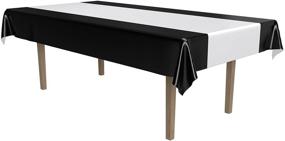 img 4 attached to 🏆 Premium Beistle Sleek Black and Silver Plastic Table Cover for Awards Night, Graduation Party Supplies & Wedding Decorations - 54'' x 108''