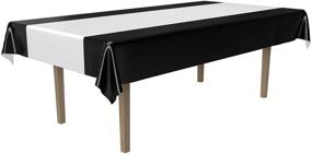 img 3 attached to 🏆 Premium Beistle Sleek Black and Silver Plastic Table Cover for Awards Night, Graduation Party Supplies & Wedding Decorations - 54'' x 108''