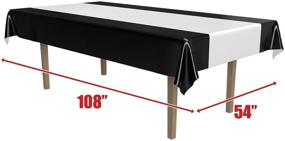 img 2 attached to 🏆 Premium Beistle Sleek Black and Silver Plastic Table Cover for Awards Night, Graduation Party Supplies & Wedding Decorations - 54'' x 108''