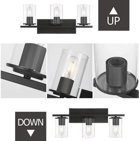 img 1 attached to 💡 HUESLITE 3-Light Bathroom Vanity Light: Modern Metal Fixture for Stylish Black Bathroom Lighting