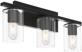 img 2 attached to 💡 HUESLITE 3-Light Bathroom Vanity Light: Modern Metal Fixture for Stylish Black Bathroom Lighting