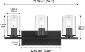 img 3 attached to 💡 HUESLITE 3-Light Bathroom Vanity Light: Modern Metal Fixture for Stylish Black Bathroom Lighting