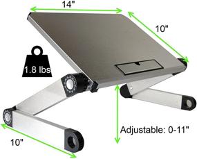 img 2 attached to 🔥 WorkEZ LIGHT Эргономичная портативная охлаждающая подставка для ноутбука из алюминия и подставка для колен - идеальна для кровати, дивана и в пути. Регулируемая высота, угол и наклон - идеальна для ноутбука, MacBook и стационарного компьютера - держатель для столешницы.