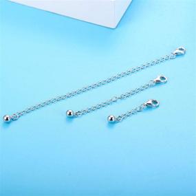 img 1 attached to 💍 Set of 3 Sterling Silver Jewelry Extenders with Lobster Claw Clasps - Adjustable Lengths of 1", 2", and 4" for Necklace, Bracelet, and Anklet Chains