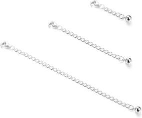 img 4 attached to 💍 Set of 3 Sterling Silver Jewelry Extenders with Lobster Claw Clasps - Adjustable Lengths of 1", 2", and 4" for Necklace, Bracelet, and Anklet Chains