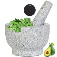 🌿 tianman unpolished granite mortar and pestle set - 5.1inch(13cm) with 1.8 cup capacity for herbs, pesto, pastes, seasonings grinding. includes guacamole molcajete bowl, spice grinder, spoon, brush, non-slip mats logo