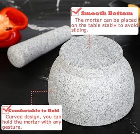 img 1 attached to 🌿 Tianman Unpolished Granite Mortar and Pestle Set - 5.1Inch(13cm) with 1.8 Cup Capacity for Herbs, Pesto, Pastes, Seasonings Grinding. Includes Guacamole Molcajete Bowl, Spice Grinder, Spoon, Brush, Non-Slip Mats