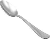 pack of 12 stainless steel dinner spoons with elegant pearled edge by amazon basics logo