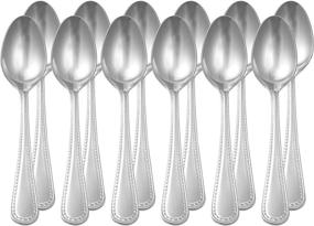 img 1 attached to Pack of 12 Stainless Steel Dinner Spoons with Elegant Pearled Edge by Amazon Basics