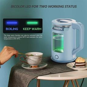 img 3 attached to 🔵 Dezin Electric Kettle - Bicolor LED, Keep Warm & Auto Shut-Off, 1.5L, Blue, Window-Glass Design