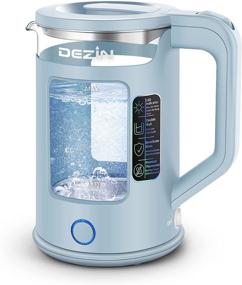 img 4 attached to 🔵 Dezin Electric Kettle - Bicolor LED, Keep Warm & Auto Shut-Off, 1.5L, Blue, Window-Glass Design