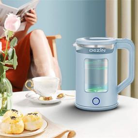 img 1 attached to 🔵 Dezin Electric Kettle - Bicolor LED, Keep Warm & Auto Shut-Off, 1.5L, Blue, Window-Glass Design