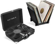 🎵 переносная двойная bluetooth victrola vsc-400sbv-sdf-blk journey+ bundle: проигрыватель с подставкой для пластинок (черный) логотип