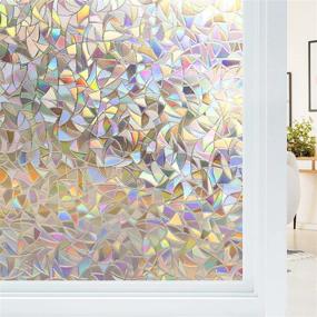 img 4 attached to 🌈 Haton Rainbow Stained Glass Window Film - Non-Adhesive Vinyl Covering for Privacy & UV Protection, Heat Control - 17.5 x 78.7 inches