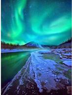 🌌 captivating aurora borealis winter scene: 5d diy diamond painting kit for spectacular home decor - full drill by number craft kit by skryuie, diamond embroidery set for stunning diy craft arts decorations (12x16inch) logo