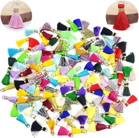 img 4 attached to Aokbean 100 pcs Tassel Multi-Colors Mini Tiny Handmade Craft Tassels Charms: Perfect for Jewelry Making and DIY Crafts!