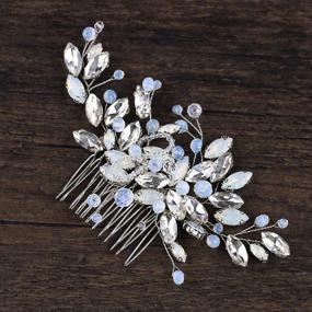 img 1 attached to 💍 Vintage Bridal Hair Accessories - Fanvoes Hair Pieces Comb for Brides, Silver Headpiece Clip Barrette Jewelry with Handmade Flower, Rhinestone, Light Blue Opal Crystal - Ideal for Women, Girls, Bridesmaids