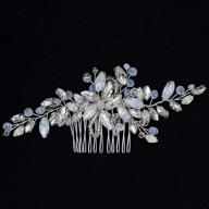 💍 vintage bridal hair accessories - fanvoes hair pieces comb for brides, silver headpiece clip barrette jewelry with handmade flower, rhinestone, light blue opal crystal - ideal for women, girls, bridesmaids logo